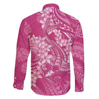 Pink Polynesia Hammerhead Shark Tattoo With Plumeria Lei Family Matching Summer Maxi Dress and Hawaiian Shirt LT14 - Polynesian Pride