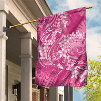Pink Polynesia Hammerhead Shark Tattoo With Plumeria Lei Garden Flag LT14 House Flag Pink - Polynesian Pride