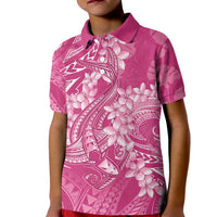 Pink Polynesia Hammerhead Shark Tattoo With Plumeria Lei Kid Polo Shirt