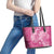 Pink Polynesia Hammerhead Shark Tattoo With Plumeria Lei Leather Tote Bag