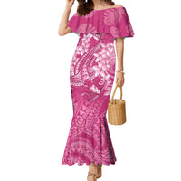 Pink Polynesia Hammerhead Shark Tattoo With Plumeria Lei Mermaid Dress