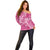 Pink Polynesia Hammerhead Shark Tattoo With Plumeria Lei Off Shoulder Sweater