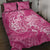 Pink Polynesia Hammerhead Shark Tattoo With Plumeria Lei Quilt Bed Set