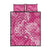 Pink Polynesia Hammerhead Shark Tattoo With Plumeria Lei Quilt Bed Set