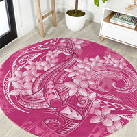 Pink Polynesia Hammerhead Shark Tattoo With Plumeria Lei Round Carpet LT14 Pink - Polynesian Pride