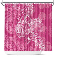 Pink Polynesia Hammerhead Shark Tattoo With Plumeria Lei Shower Curtain LT14 Pink - Polynesian Pride