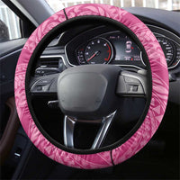 Pink Polynesia Hammerhead Shark Tattoo With Plumeria Lei Steering Wheel Cover LT14 - Polynesian Pride