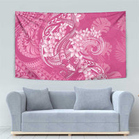 Pink Polynesia Hammerhead Shark Tattoo With Plumeria Lei Tapestry LT14 - Polynesian Pride