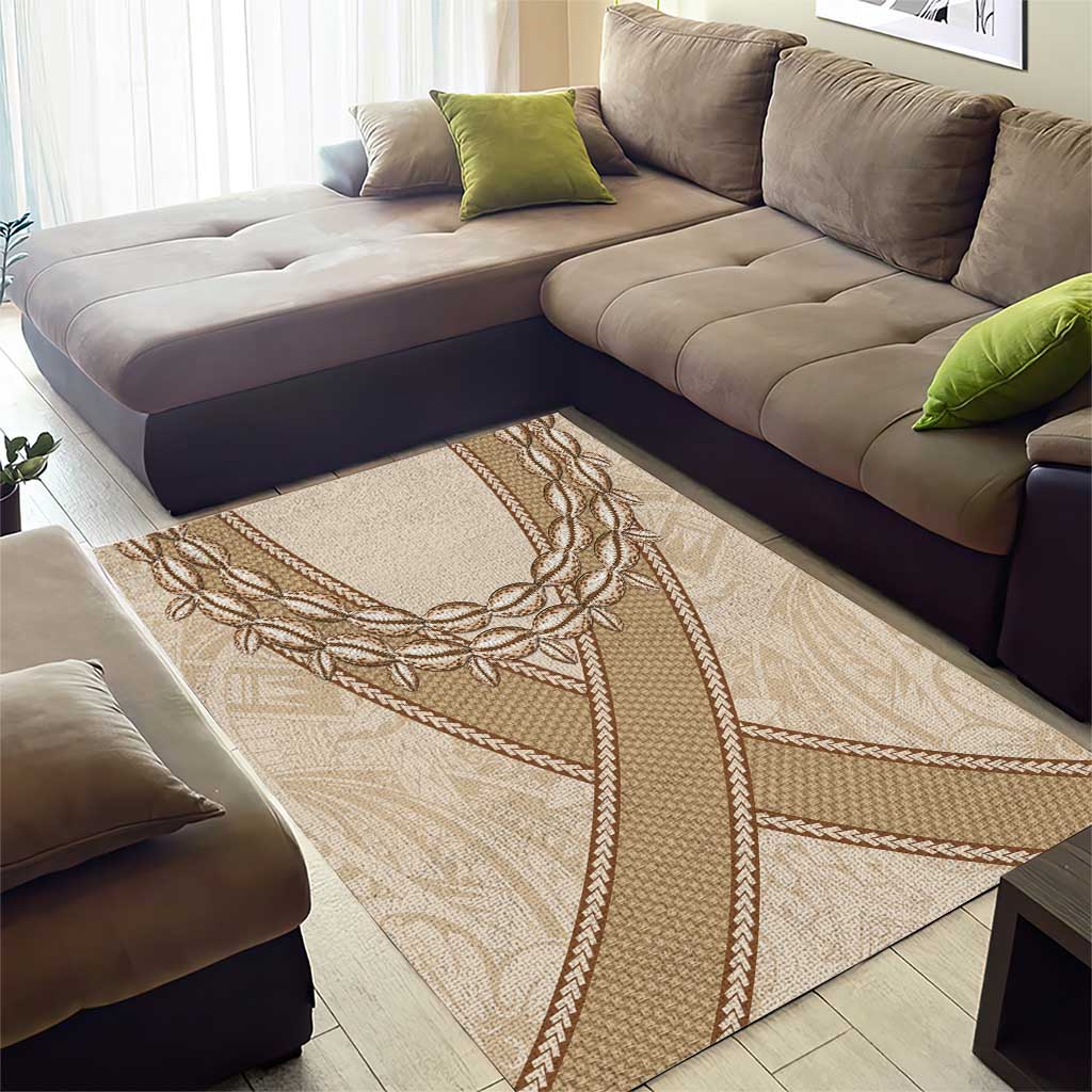 Mauri Ribaberiki Kiribati Area Rug Cowrie Shells Lei Palm Leaf Weaving