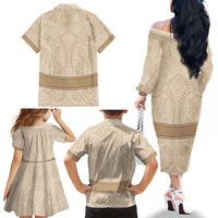 Mauri Ribaberiki Kiribati Family Matching Off The Shoulder Long Sleeve Dress and Hawaiian Shirt Cowrie Shells Lei Palm Leaf Weaving LT14 - Polynesian Pride