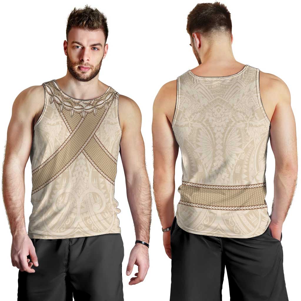 Mauri Ribaberiki Kiribati Men Tank Top Cowrie Shells Lei Palm Leaf Weaving