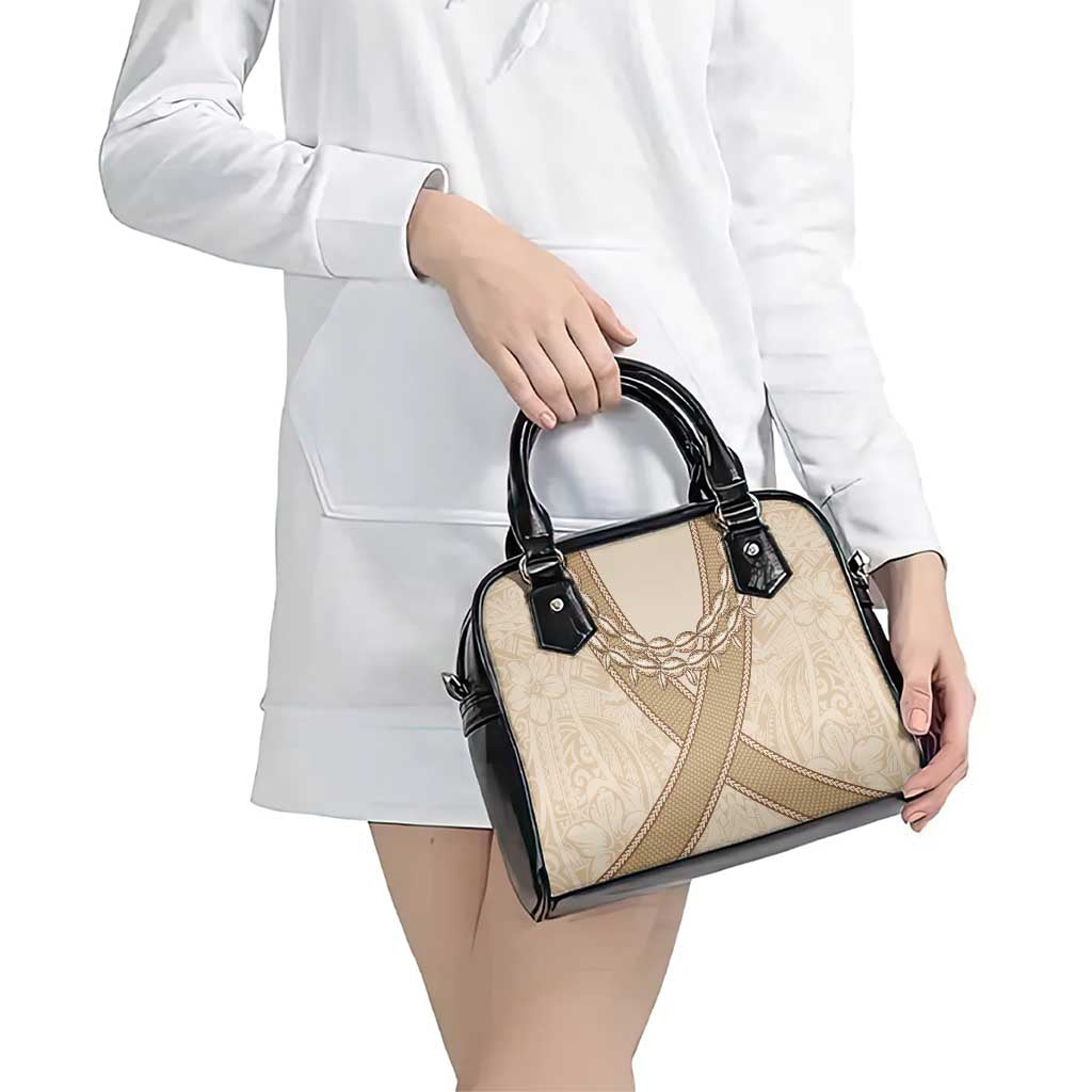 Mauri Ribaberiki Kiribati Shoulder Handbag Cowrie Shells Lei Palm Leaf Weaving