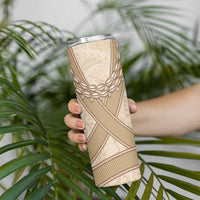 Mauri Ribaberiki Kiribati Skinny Tumbler Cowrie Shells Lei Palm Leaf Weaving