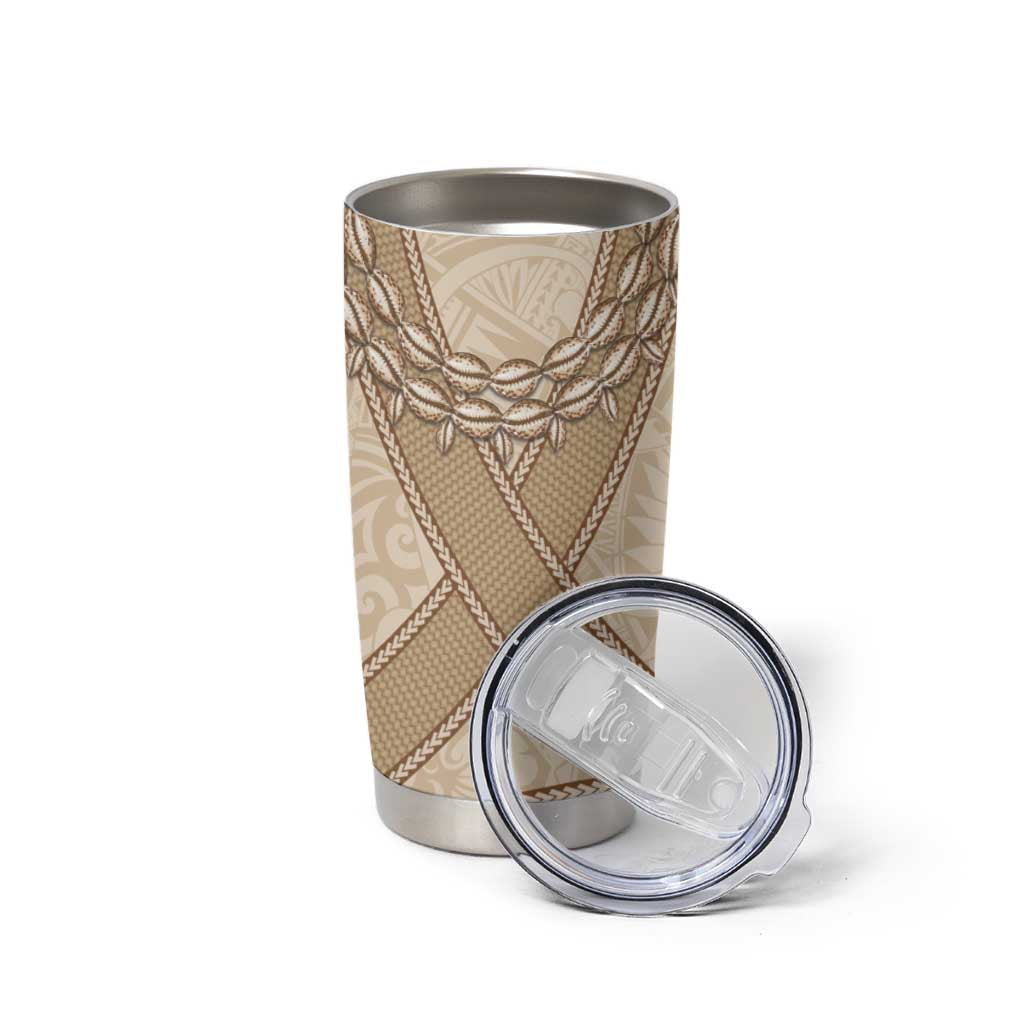Mauri Ribaberiki Kiribati Tumbler Cup Cowrie Shells Lei Palm Leaf Weaving