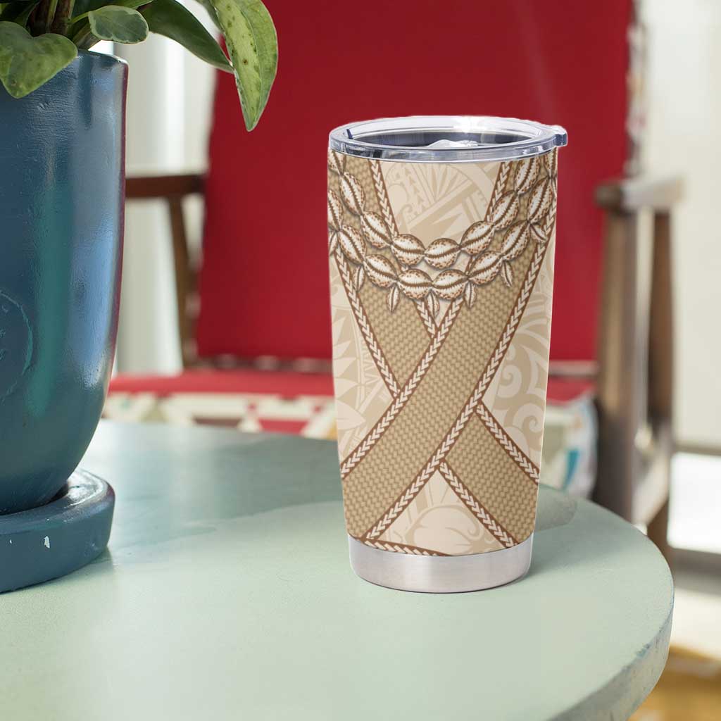 Mauri Ribaberiki Kiribati Tumbler Cup Cowrie Shells Lei Palm Leaf Weaving