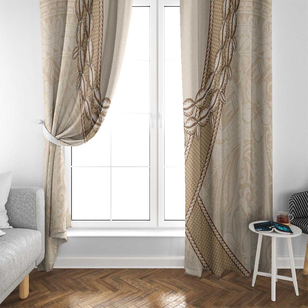 Mauri Ribaberiki Kiribati Window Curtain Cowrie Shells Lei Palm Leaf Weaving