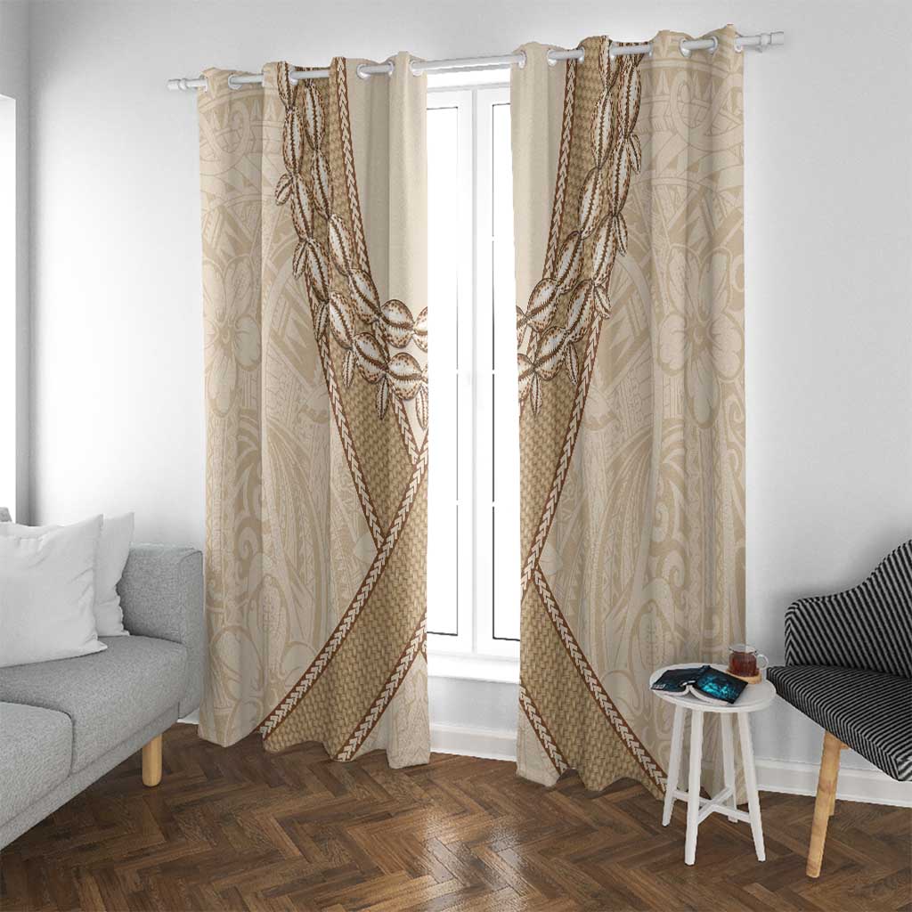 Mauri Ribaberiki Kiribati Window Curtain Cowrie Shells Lei Palm Leaf Weaving