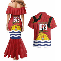 Mauri Kiribati Independence Day Couples Matching Mermaid Dress and Hawaiian Shirt 1979 Proud National Frigatebird LT14 - Polynesian Pride