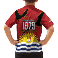 Mauri Kiribati Independence Day Family Matching Off The Shoulder Long Sleeve Dress and Hawaiian Shirt 1979 Proud National Frigatebird LT14 - Polynesian Pride