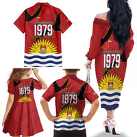 Mauri Kiribati Independence Day Family Matching Off The Shoulder Long Sleeve Dress and Hawaiian Shirt 1979 Proud National Frigatebird LT14 - Polynesian Pride