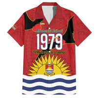 Mauri Kiribati Independence Day Family Matching Off The Shoulder Long Sleeve Dress and Hawaiian Shirt 1979 Proud National Frigatebird LT14 Dad's Shirt - Short Sleeve Red - Polynesian Pride