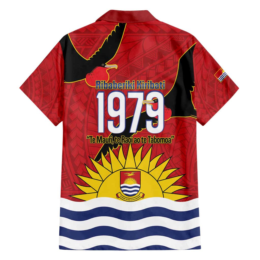 Mauri Kiribati Independence Day Family Matching Off Shoulder Maxi Dress and Hawaiian Shirt 1979 Proud National Frigatebird LT14 - Polynesian Pride