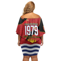 Mauri Kiribati Independence Day Family Matching Off Shoulder Short Dress and Hawaiian Shirt 1979 Proud National Frigatebird LT14 - Polynesian Pride