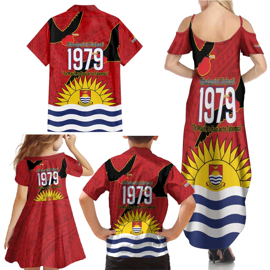 Mauri Kiribati Independence Day Family Matching Summer Maxi Dress and Hawaiian Shirt 1979 Proud National Frigatebird LT14 - Polynesian Pride