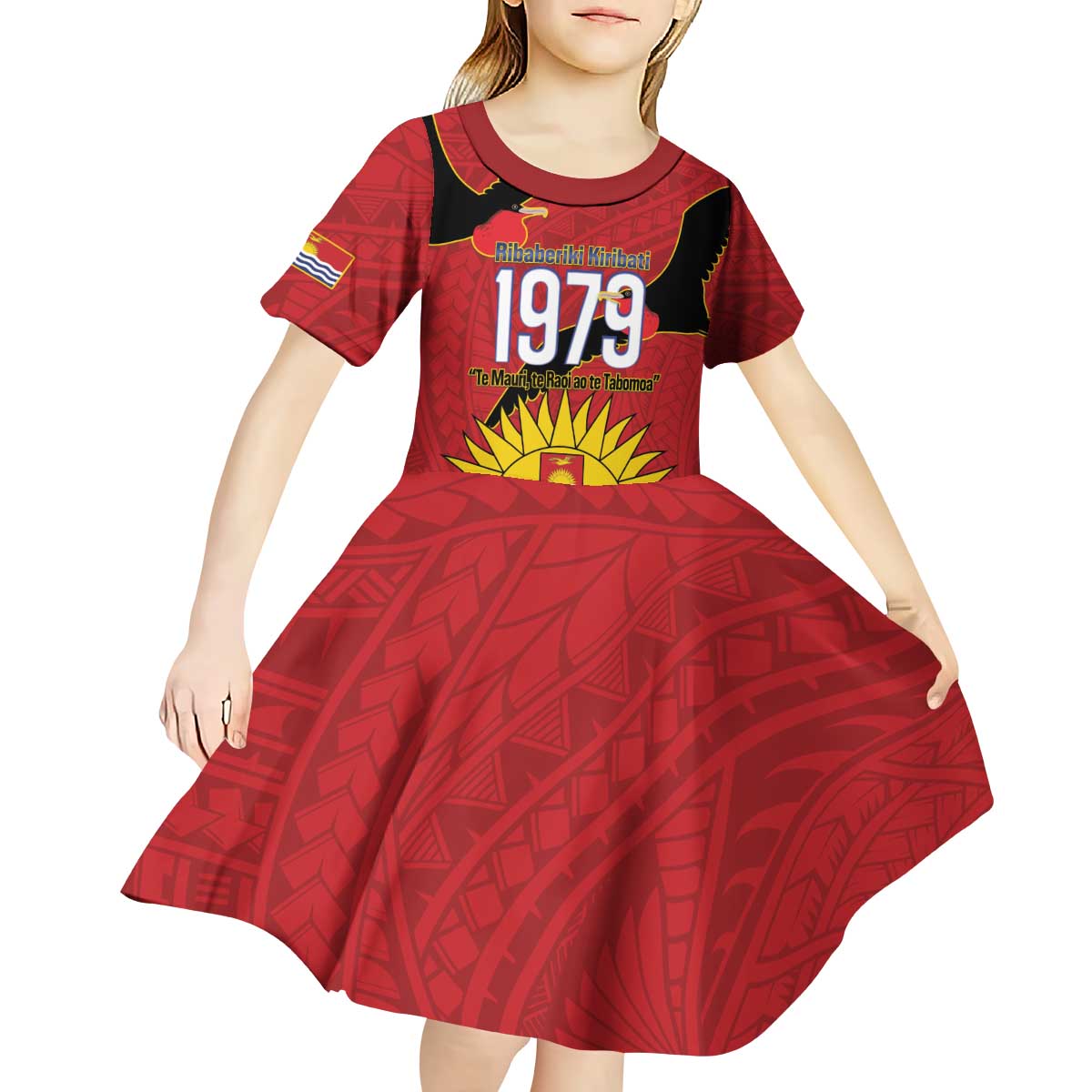 Mauri Kiribati Independence Day Kid Short Sleeve Dress 1979 Proud National Frigatebird