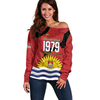 Mauri Kiribati Independence Day Off Shoulder Sweater 1979 Proud National Frigatebird
