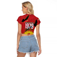 Mauri Kiribati Independence Day Raglan Cropped T Shirt 1979 Proud National Frigatebird