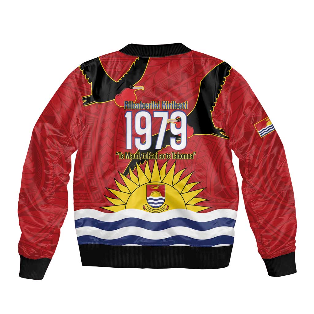 Mauri Kiribati Independence Day Sleeve Zip Bomber Jacket 1979 Proud National Frigatebird