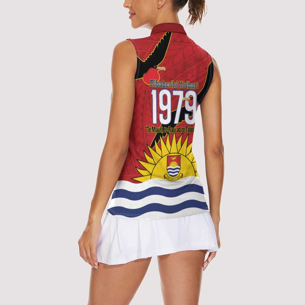 Mauri Kiribati Independence Day Women Sleeveless Polo Shirt 1979 Proud National Frigatebird LT14 - Polynesian Pride