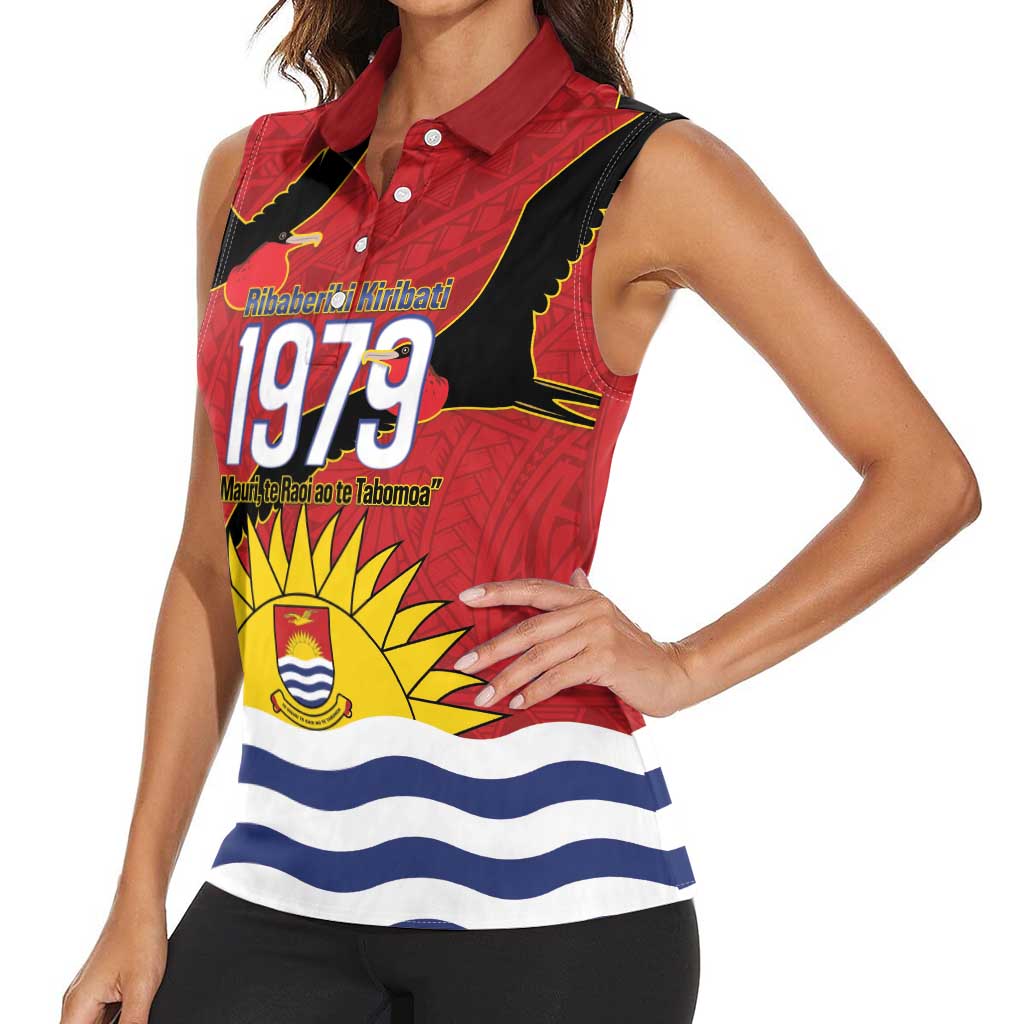 Mauri Kiribati Independence Day Women Sleeveless Polo Shirt 1979 Proud National Frigatebird LT14 - Polynesian Pride