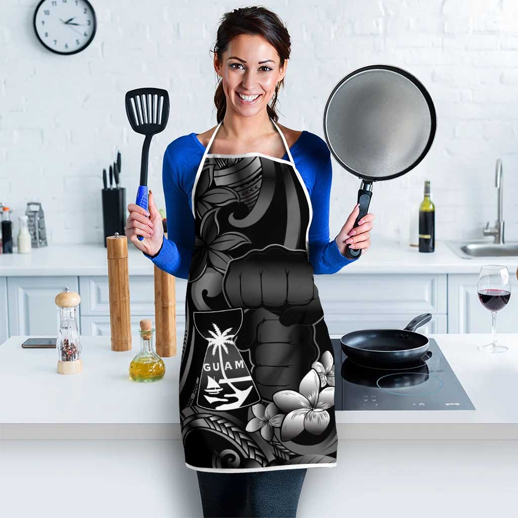 Black Hafa Adai Guam Apron Chamorro Latte Stone Hand With Plumeria - Polynesian Pride