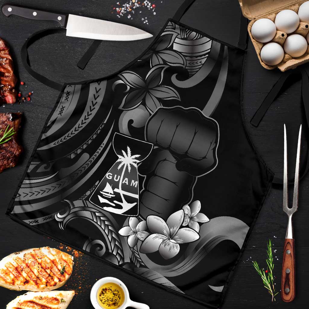 Black Hafa Adai Guam Apron Chamorro Latte Stone Hand With Plumeria - Polynesian Pride