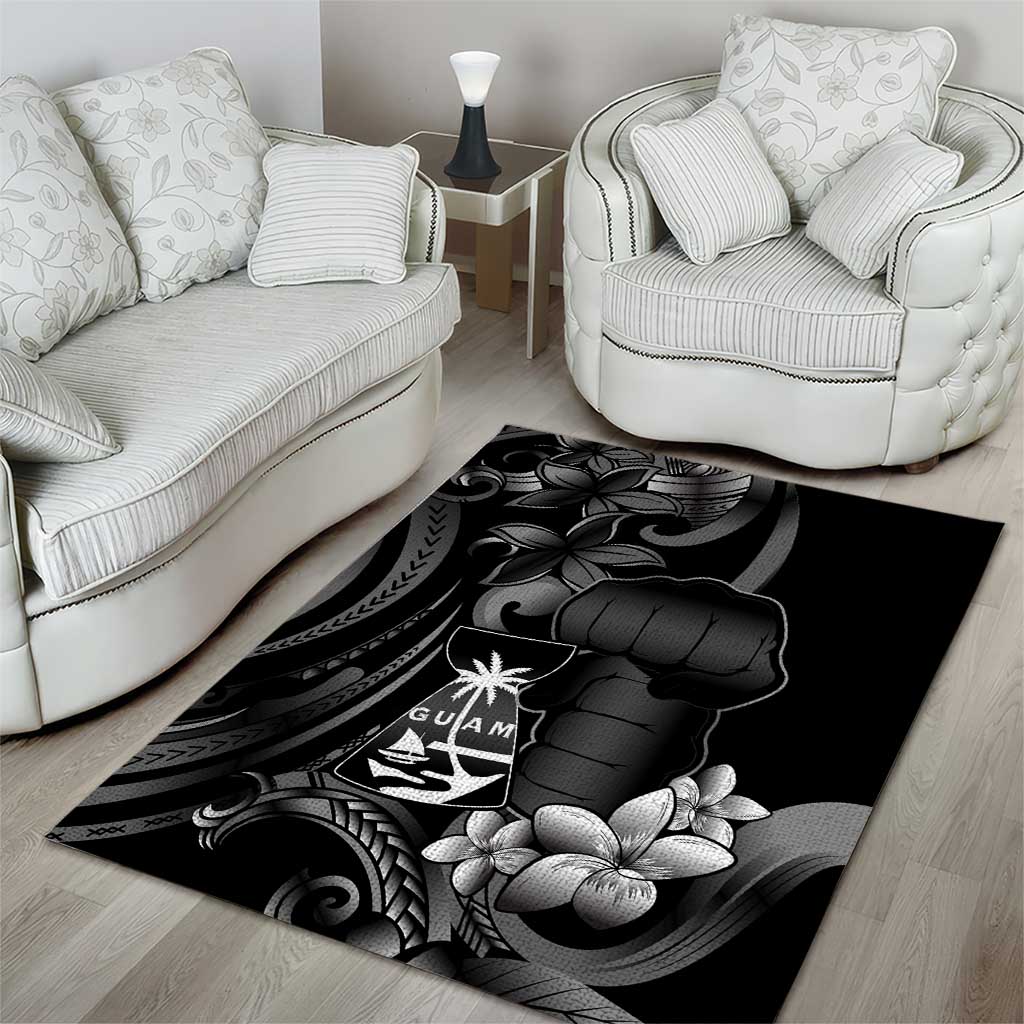 Black Hafa Adai Guam Area Rug Chamorro Latte Stone Hand With Plumeria