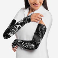 Black Hafa Adai Guam Arm Sleeves Chamorro Latte Stone Hand With Plumeria - Polynesian Pride