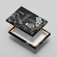 Black Hafa Adai Guam Canvas Wall Art Chamorro Latte Stone Hand With Plumeria