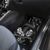 Black Hafa Adai Guam Car Mats Chamorro Latte Stone Hand With Plumeria