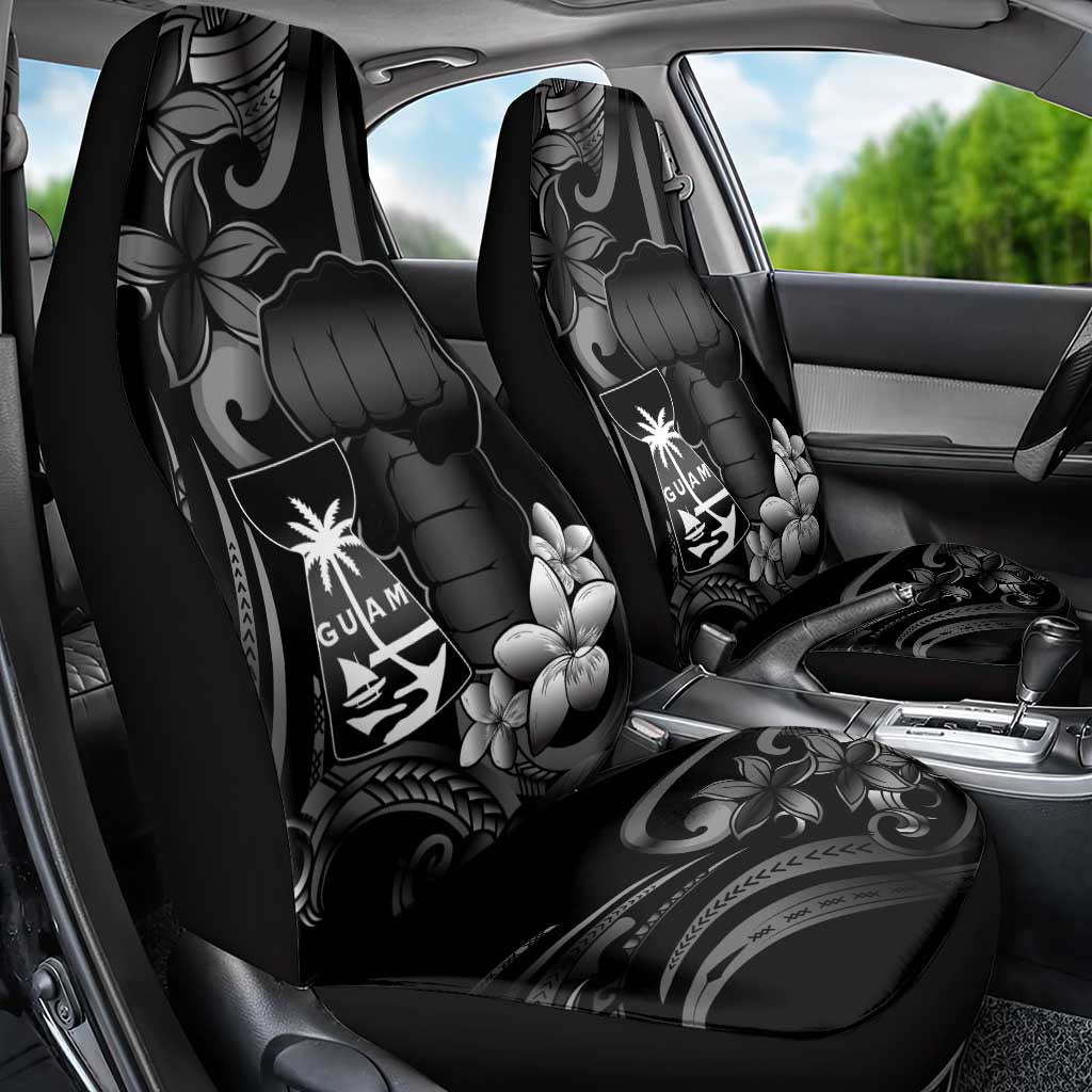 Black Hafa Adai Guam Car Seat Cover Chamorro Latte Stone Hand With Plumeria