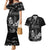 Black Hafa Adai Guam Couples Matching Mermaid Dress and Hawaiian Shirt Chamorro Latte Stone Hand With Plumeria