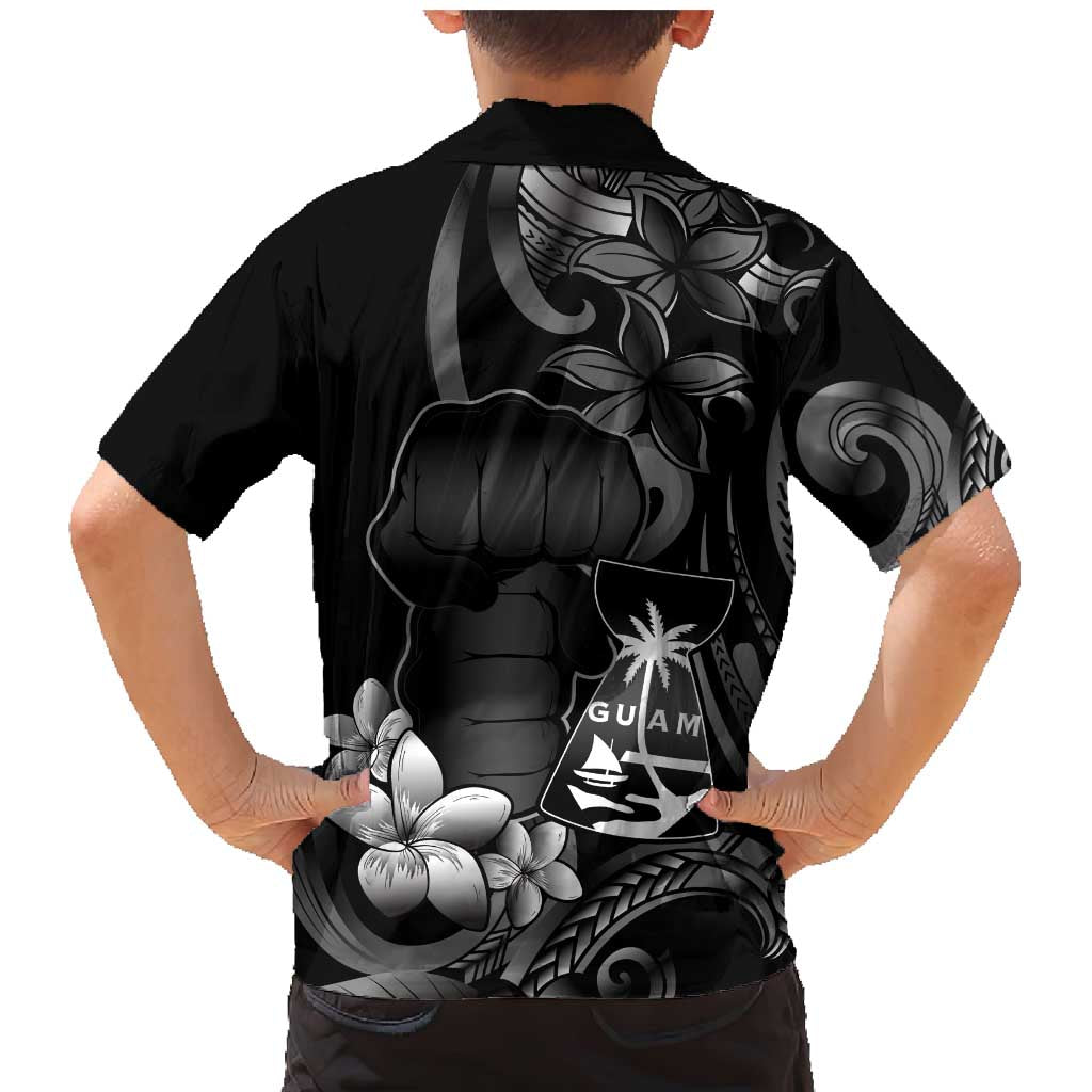 Black Hafa Adai Guam Family Matching Mermaid Dress and Hawaiian Shirt Chamorro Latte Stone Hand With Plumeria LT14 - Polynesian Pride