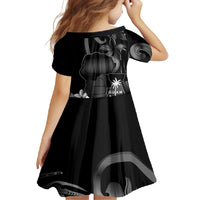 Black Hafa Adai Guam Family Matching Summer Maxi Dress and Hawaiian Shirt Chamorro Latte Stone Hand With Plumeria