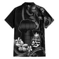 Black Hafa Adai Guam Family Matching Tank Maxi Dress and Hawaiian Shirt Chamorro Latte Stone Hand With Plumeria LT14 - Polynesian Pride