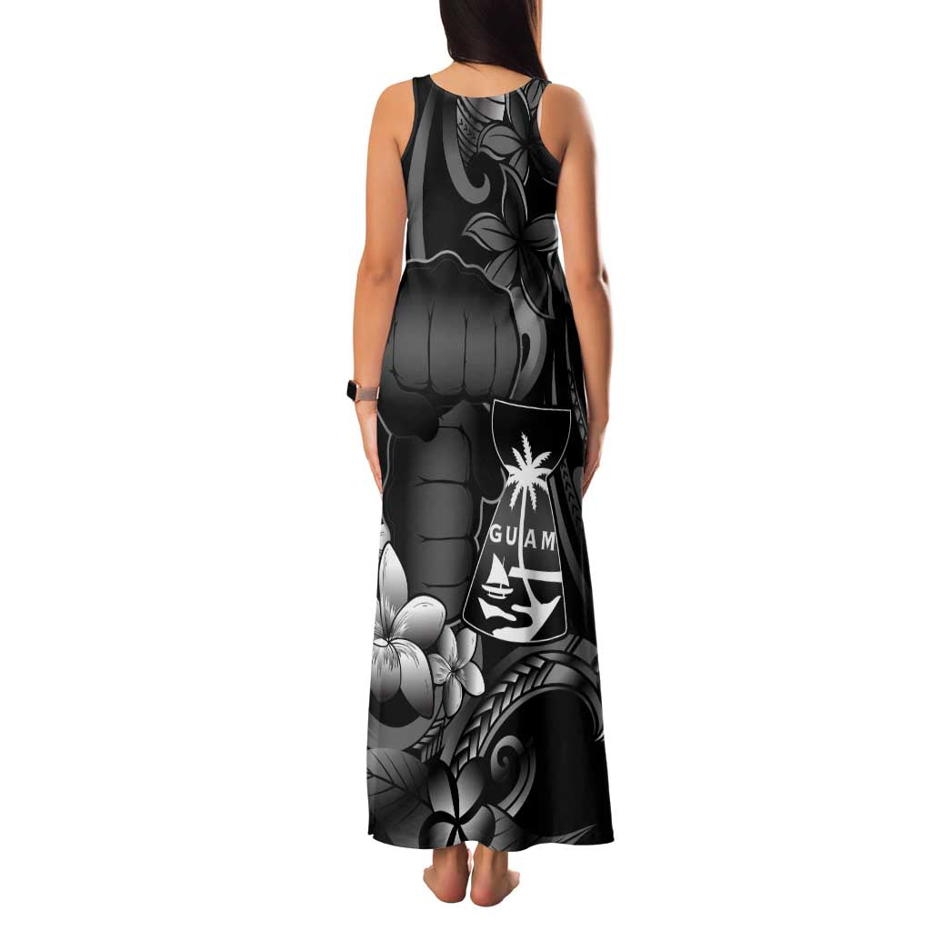 Black Hafa Adai Guam Family Matching Tank Maxi Dress and Hawaiian Shirt Chamorro Latte Stone Hand With Plumeria LT14 - Polynesian Pride