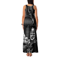 Black Hafa Adai Guam Family Matching Tank Maxi Dress and Hawaiian Shirt Chamorro Latte Stone Hand With Plumeria LT14 - Polynesian Pride