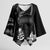 Black Hafa Adai Guam Kimono Sleeve Blouse Chamorro Latte Stone Hand With Plumeria - Polynesian Pride
