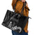 Black Hafa Adai Guam Leather Tote Bag Chamorro Latte Stone Hand With Plumeria