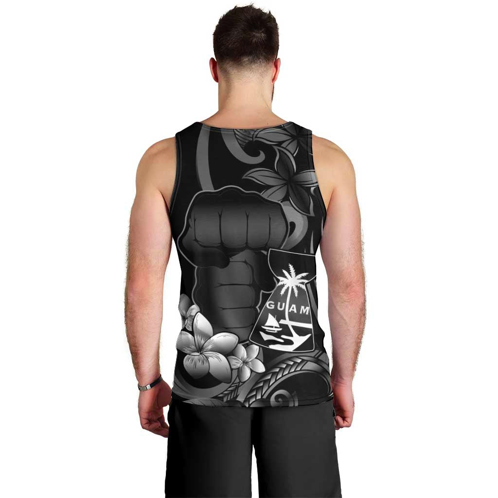 Black Hafa Adai Guam Men Tank Top Chamorro Latte Stone Hand With Plumeria